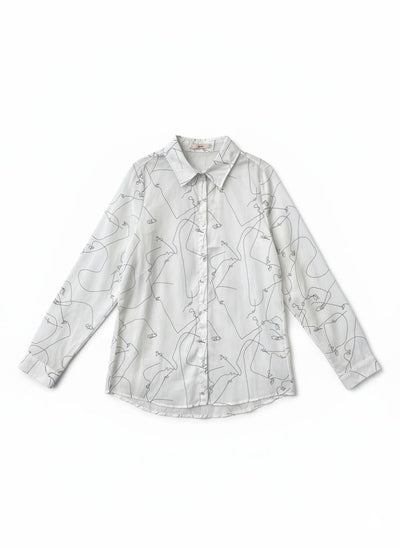 Camisa Estampa Lineas Blanco