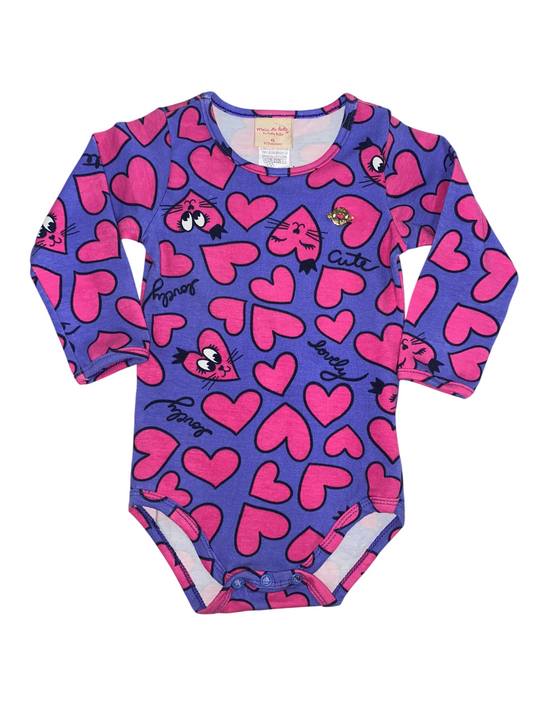 Body Manga Larga Estampa Corazones