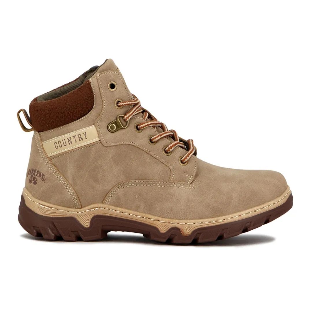 Country Bota De Dama Acordonada - Beige