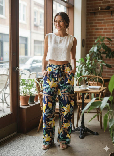 Pantalon Palazo Estampado Seda Fria