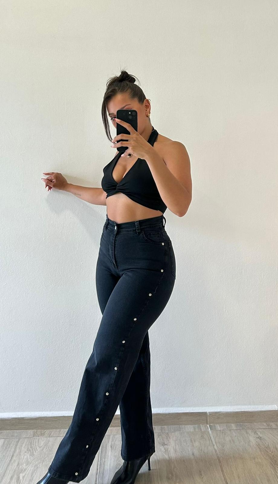 Wide leg Con Tachas Negro