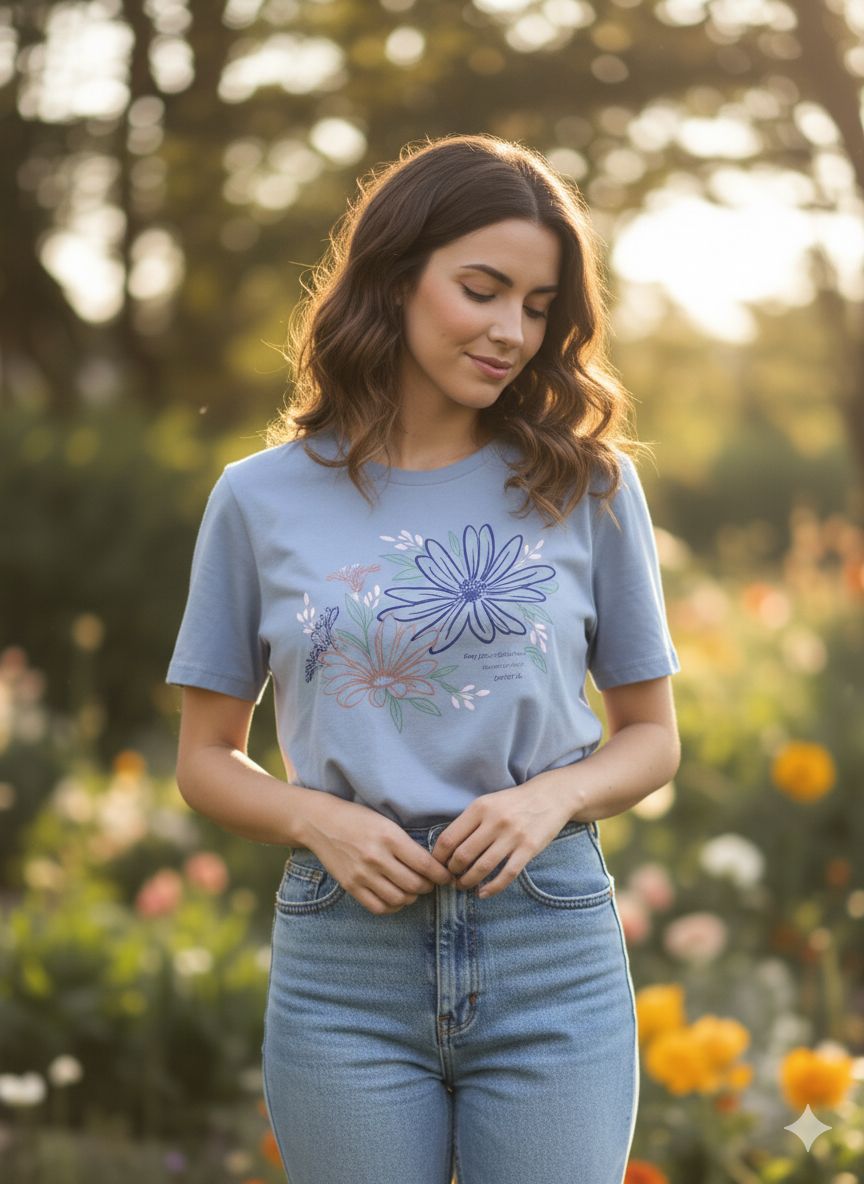 Remera Flores Marialicia Celeste