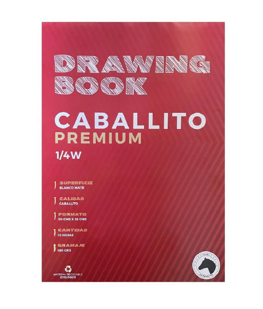 Block Dibujo 1/4 W X 10 hojas Caballito Premium 180 Grs