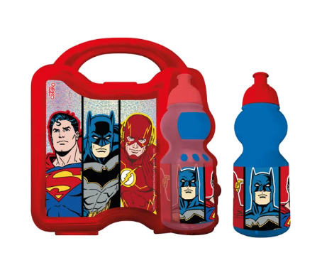 Lunchera Infantil con Botella Liga de la Justicia