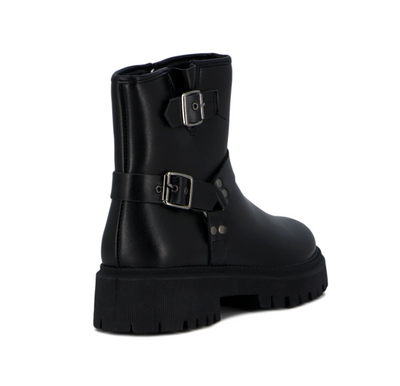 Darkness Bota De Dama Casual Con Tira Y Hebillas - Negro