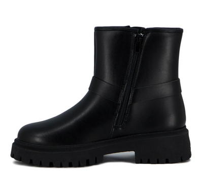 Darkness Bota De Dama Casual Con Tira Y Hebillas - Negro