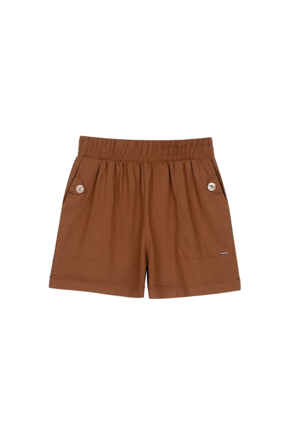 Short Lino Con Bolsillos