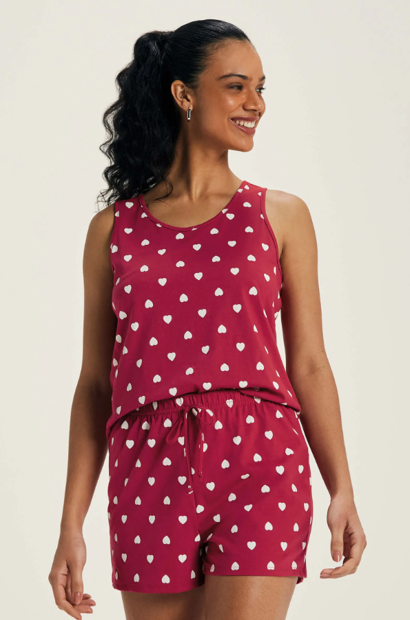 Pijama Femenino Rojo Corazones