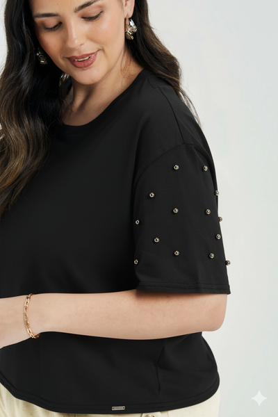 Remera Perlas Preto