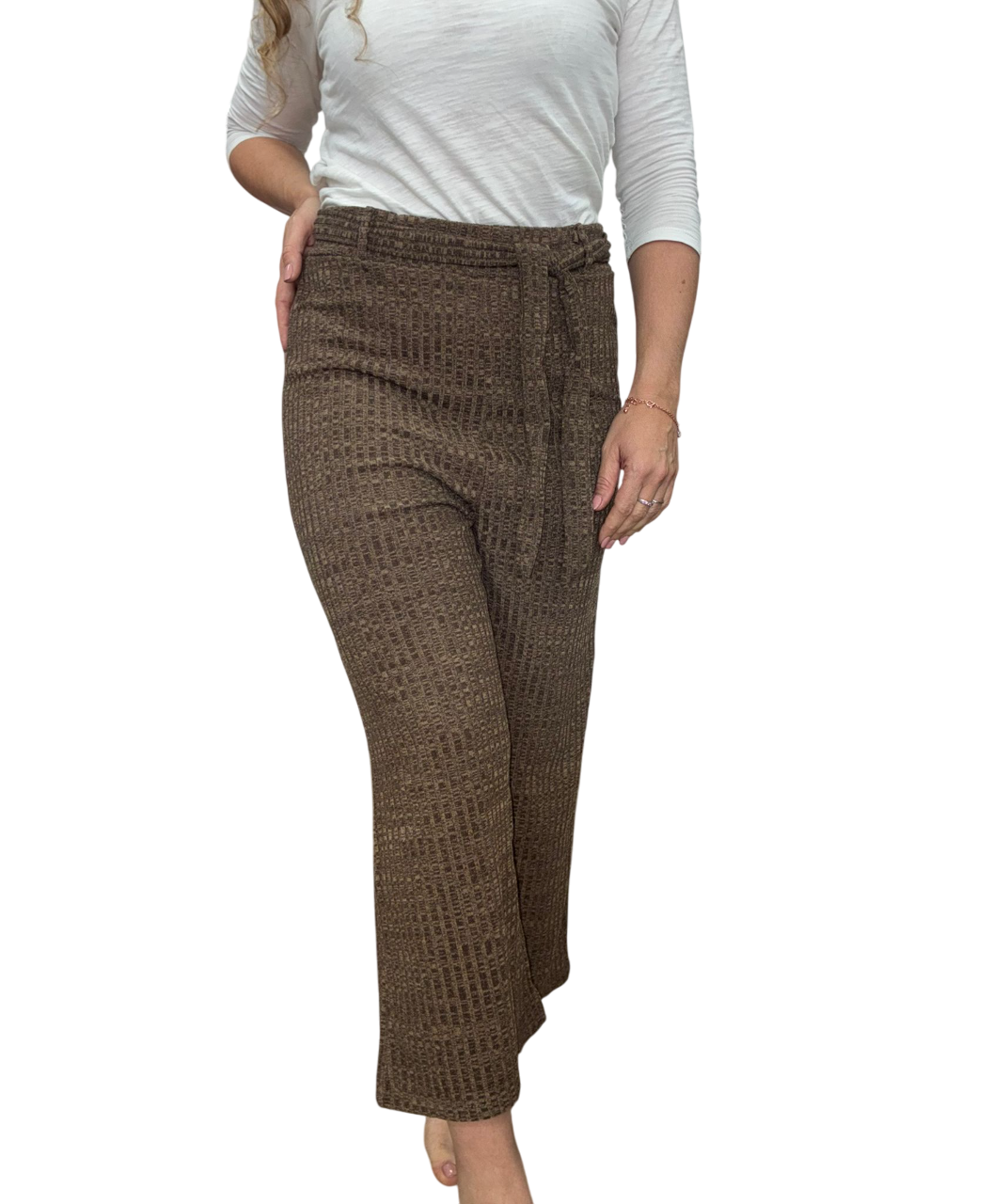 Pantalon Con Rib Y Lazo