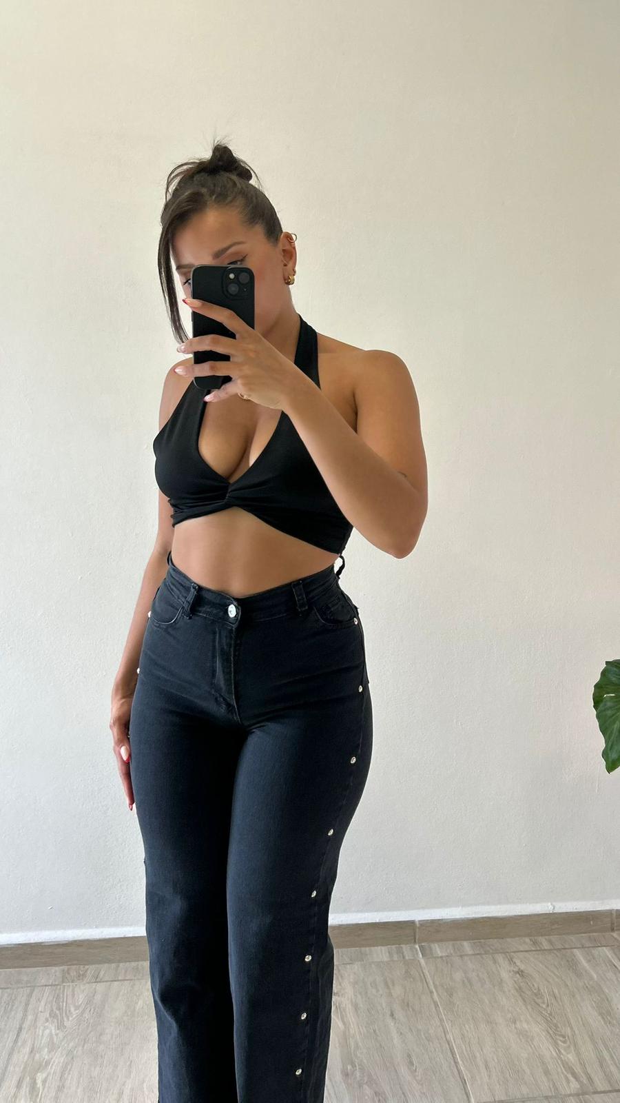 Wide leg Con Tachas Negro
