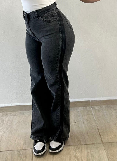 Wide Leg Negro Con Tiras
