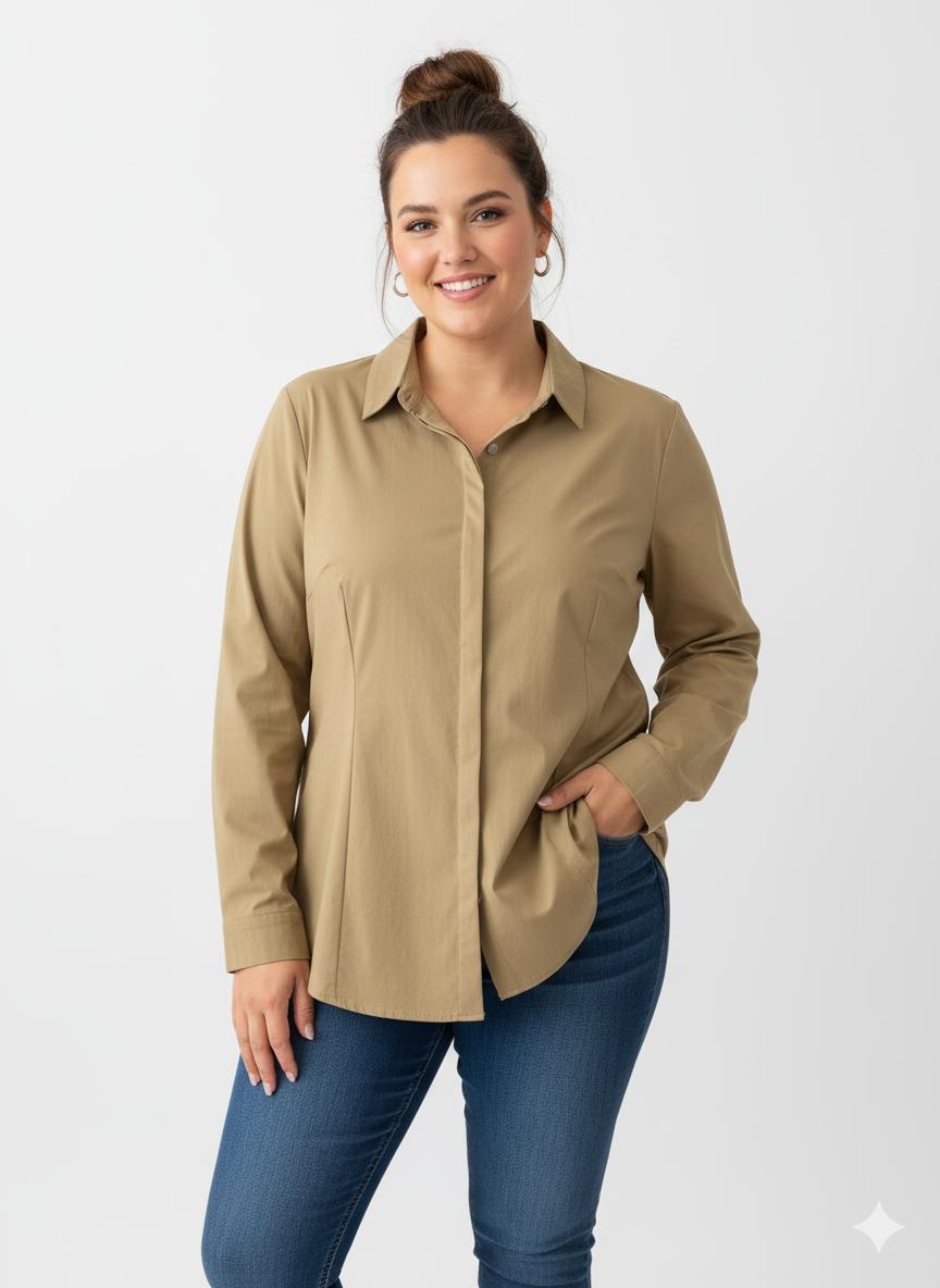 Camisa Entallada Verde Cuatroases