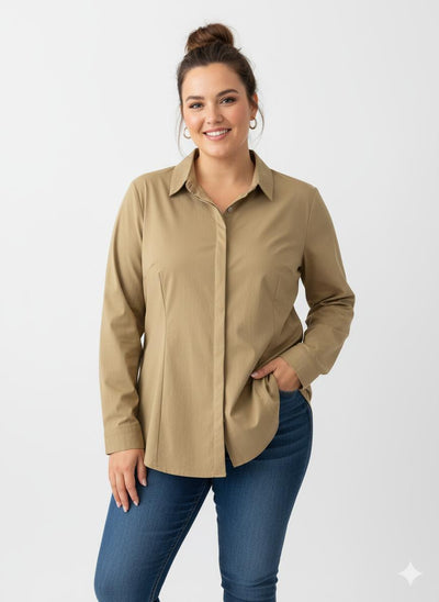 Camisa Entallada Verde Cuatroases