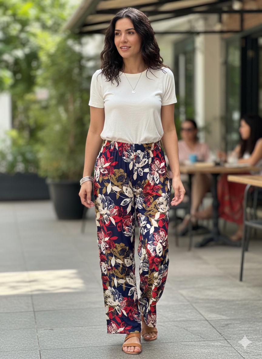 Pantalon Palazo Estampado Seda Fria